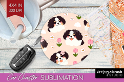Cute Dog Car Coaster - Chibi Puppy Coaster PNG Sublimation Product Image 1