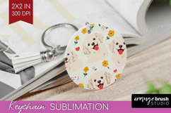 Cute Dog Keychain PNG - Chibi Puppy Keychain Sublimation Product Image 1