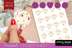 Cute Dog Round Sticker - Chibi Puppy Printable Sticker Sheet Product Image 1