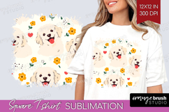 Cute Dog Square Tshirt Background - Chibi Puppy PNG Product Image 1