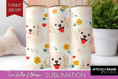 Cute Dog Tumbler Wrap - Chibi Puppy Tumbler PNG Sublimation Product Image 1