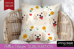 Cute Dog Pillow Sublimation - Chibi Puppy Pillow Cover PNG Product Image 1