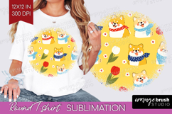 Cute Dog Round Tshirt Background - Chibi Puppy PNG Product Image 1