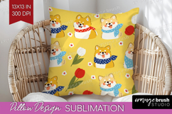 Cute Dog Pillow Sublimation - Chibi Puppy Pillow Cover PNG Product Image 1
