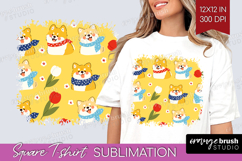 Cute Dog Square Tshirt Background - Chibi Puppy PNG Product Image 1