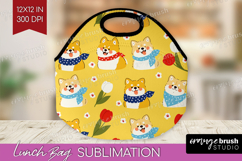 Cute Dog Lunch Bag - Chibi Puppy Lunch Bug PNG Sublimation Product Image 1