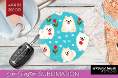 Cute Dog Car Coaster - Chibi Puppy Coaster PNG Sublimation Product Image 1