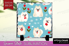 Cute Dog Slate PNG - Chibi Puppy Square Slate Sublimation Product Image 1