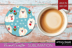 Cute Dog Round Coaster - Chibi Puppy Coaster PNG Sublimation Product Image 1