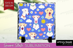 Cute Dog Slate PNG - Chibi Puppy Square Slate Sublimation Product Image 1