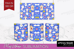 Cute Dog Mug Wrap - Chibi Puppy Mug PNG Sublimation Product Image 1