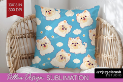 Cute Dog Pillow Sublimation - Chibi Puppy Pillow Cover PNG Product Image 1