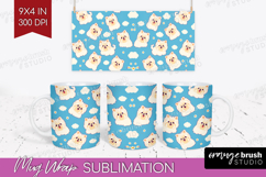 Cute Dog Mug Wrap - Chibi Puppy Mug PNG Sublimation Product Image 1