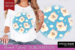 Cute Dog Round Tshirt Background - Chibi Puppy PNG Product Image 1