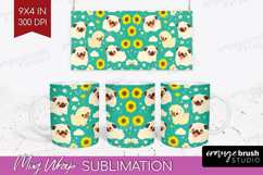 Cute Dog Mug Wrap - Chibi Puppy Mug PNG Sublimation Product Image 1