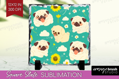 Cute Dog Slate PNG - Chibi Puppy Square Slate Sublimation Product Image 1