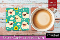 Cute Dog Square Coaster - Chibi Puppy Coaster PNG Product Image 1