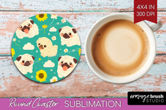 Cute Dog Round Coaster - Chibi Puppy Coaster PNG Sublimation Product Image 1