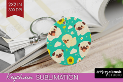 Cute Dog Keychain PNG - Chibi Puppy Keychain Sublimation Product Image 1