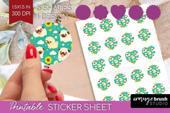 Cute Dog Round Sticker - Chibi Puppy Printable Sticker Sheet Product Image 1