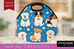 Cute Dog Lunch Bag - Chibi Puppy Lunch Bug PNG Sublimation Product Image 1
