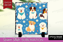 Cute Dog Slate PNG - Chibi Puppy Square Slate Sublimation Product Image 1