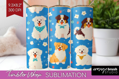 Cute Dog Tumbler Wrap - Chibi Puppy Tumbler PNG Sublimation Product Image 1