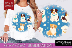 Cute Dog Round Tshirt Background - Chibi Puppy PNG Product Image 1