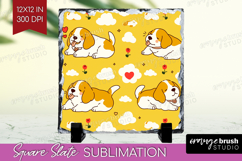 Cute Dog Slate PNG - Chibi Puppy Square Slate Sublimation Product Image 1
