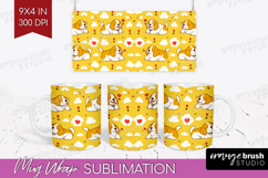 Cute Dog Mug Wrap - Chibi Puppy Mug PNG Sublimation Product Image 1