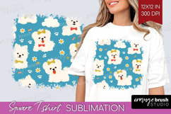 Cute Dog Square Tshirt Background - Chibi Puppy PNG Product Image 1