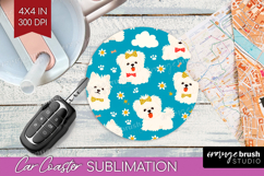 Cute Dog Car Coaster - Chibi Puppy Coaster PNG Sublimation Product Image 1