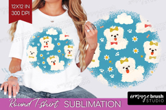 Cute Dog Round Tshirt Background - Chibi Puppy PNG Product Image 1