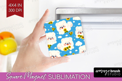 Cute Dog Magnet Sublimation - Chibi Puppy Square Magnet PNG Product Image 1