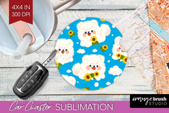 Cute Dog Car Coaster - Chibi Puppy Coaster PNG Sublimation Product Image 1