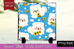 Cute Dog Slate PNG - Chibi Puppy Square Slate Sublimation Product Image 1