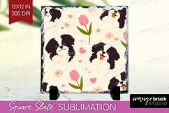 Cute Dog Slate PNG - Chibi Puppy Square Slate Sublimation Product Image 1
