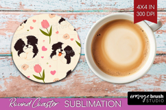 Cute Dog Round Coaster - Chibi Puppy Coaster PNG Sublimation Product Image 1