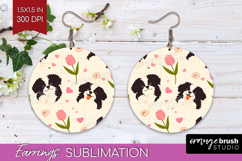 Cute Dog Round Earrings - Chibi Puppy PNG Sublimation Product Image 1