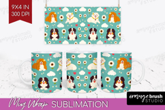 Cute Dog Mug Wrap - Chibi Puppy Mug PNG Sublimation Product Image 1