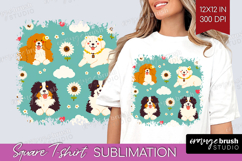 Cute Dog Square Tshirt Background - Chibi Puppy PNG Product Image 1