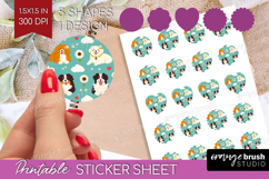 Cute Dog Round Sticker - Chibi Puppy Printable Sticker Sheet Product Image 1
