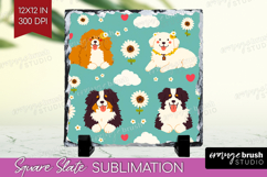Cute Dog Slate PNG - Chibi Puppy Square Slate Sublimation Product Image 1