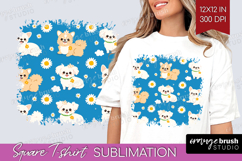 Cute Dog Square Tshirt Background - Chibi Puppy PNG Product Image 1