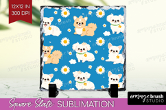 Cute Dog Slate PNG - Chibi Puppy Square Slate Sublimation Product Image 1