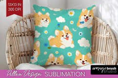 Cute Dog Pillow Sublimation - Chibi Puppy Pillow Cover PNG Product Image 1