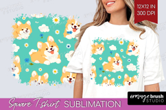 Cute Dog Square Tshirt Background - Chibi Puppy PNG Product Image 1