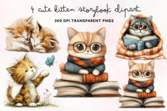 Cute Kitten Storybook Clipart PNG Product Image 1