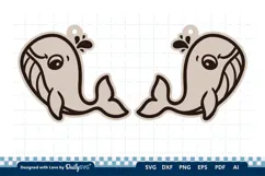 Cute Ocean Animal Earring SVG | Kawaii Sea Life Product Image 2