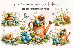 Cute Summer Snail Clipart PNG Product Image 1